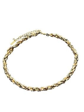 Napier Vintage Signed Gold Tone Twist Link Choker Collar Necklace 15-19”